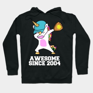 Softball Player 2004 Dabbing Unicorn 19th BDay Hoodie